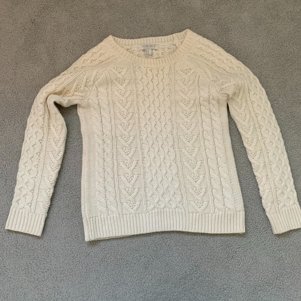 Forever 21 Cream Cable Knit Sweater